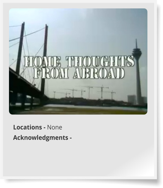 Locations - None Acknowledgments -