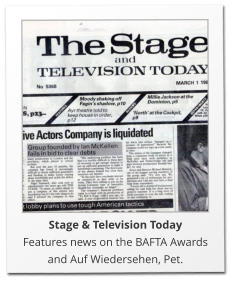 Stage & Television Today Features news on the BAFTA Awards and Auf Wiedersehen, Pet.